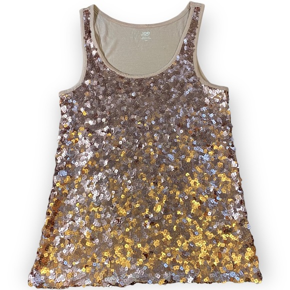 2for$25 Joe Fresh Rose Gold Pink Sequin Tank Top Size Small - Picture 2 of 12